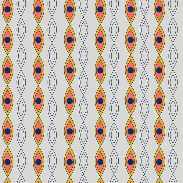 Atomic Geometric Pattern #3 Fabric - Antique White - ineedfabric.com
