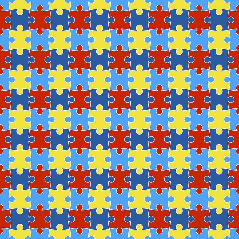 Autism Awareness Connected Puzzle Pieces Fabric - ineedfabric.com