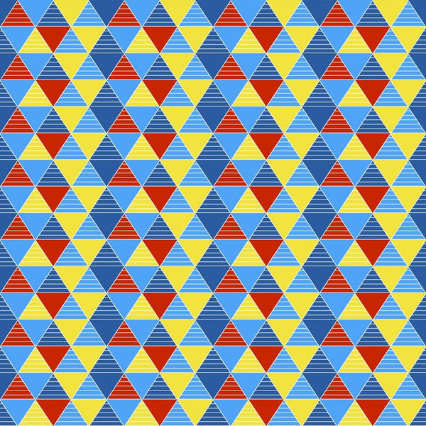 Autism Awareness Geometric Triangles Fabric - ineedfabric.com