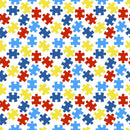 Autism Awareness Scattered Puzzle Pieces Fabric - ineedfabric.com