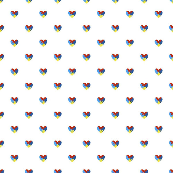 Autism Awareness Small Puzzled Hearts Fabric - ineedfabric.com