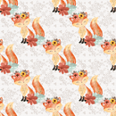 Autumn Foxes & Florals Lace Fabric - White - ineedfabric.com