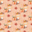 Autumn Foxes & Pumpkins Lace Fabric - Orange - ineedfabric.com