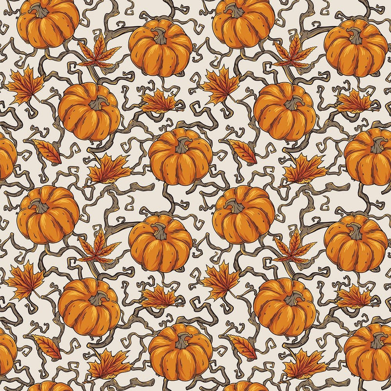 Autumn Pumpkins and Vines Fabric - ineedfabric.com