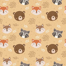 Autumn Woodland Animals Heads Fabric - ineedfabric.com