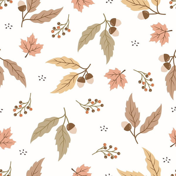 Autumn Woodland Animals Leaves Fabric - ineedfabric.com