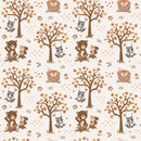 Autumn Woodland Animals Scene Fabric - ineedfabric.com