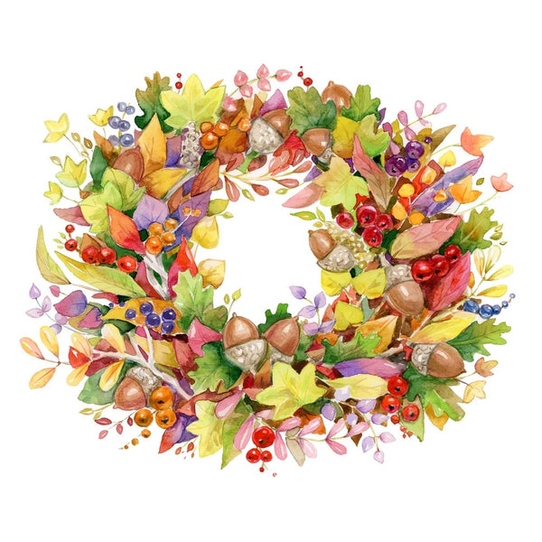 Autumn Wreath Fabric Panel - ineedfabric.com