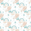 Baby Boy Elephant Fabric - White - ineedfabric.com