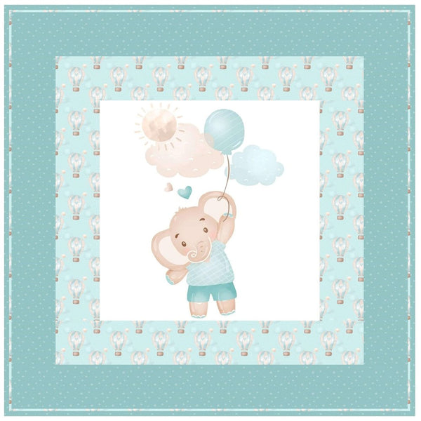 Baby Boy Elephant in the Clouds Wall Hanging 42" x 42" - ineedfabric.com