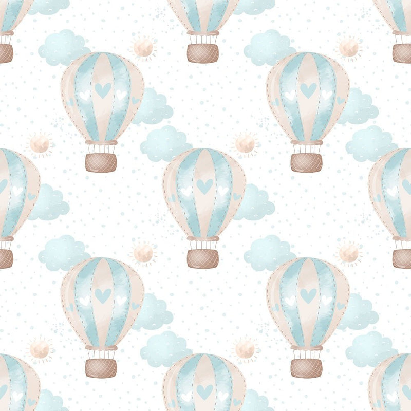 Baby Boy Elephant On Dots Fabric - White - ineedfabric.com