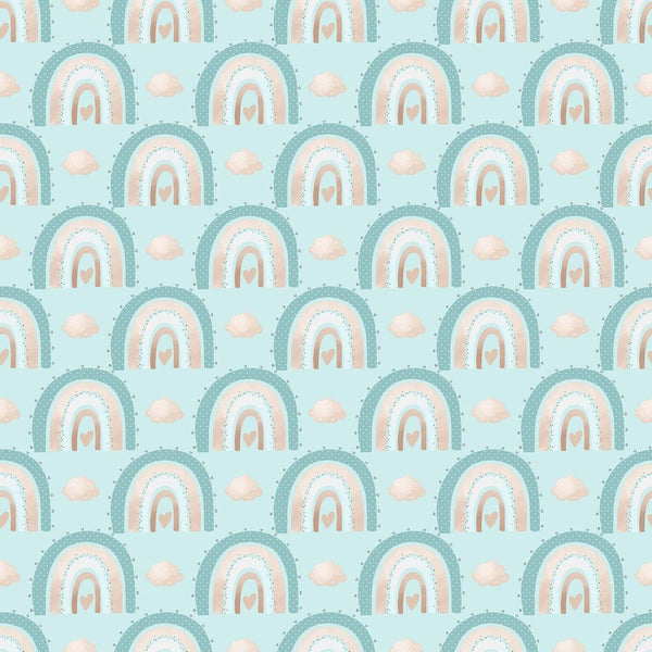 Baby Boy Elephant Rainbows Fabric - Blue - ineedfabric.com