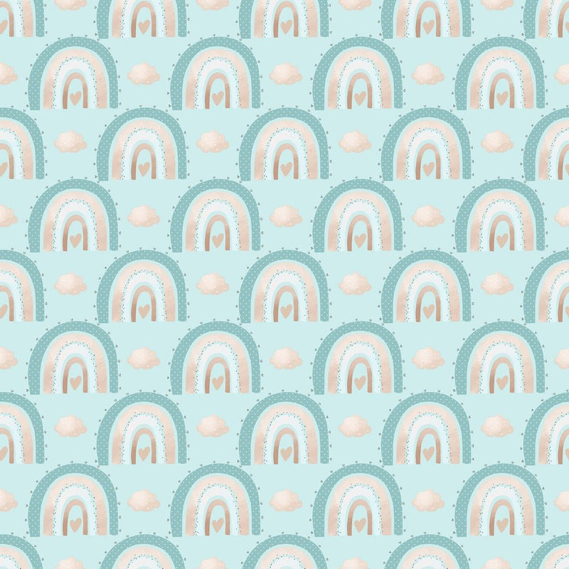 Baby Boy Elephant Rainbows Fabric - Blue - ineedfabric.com