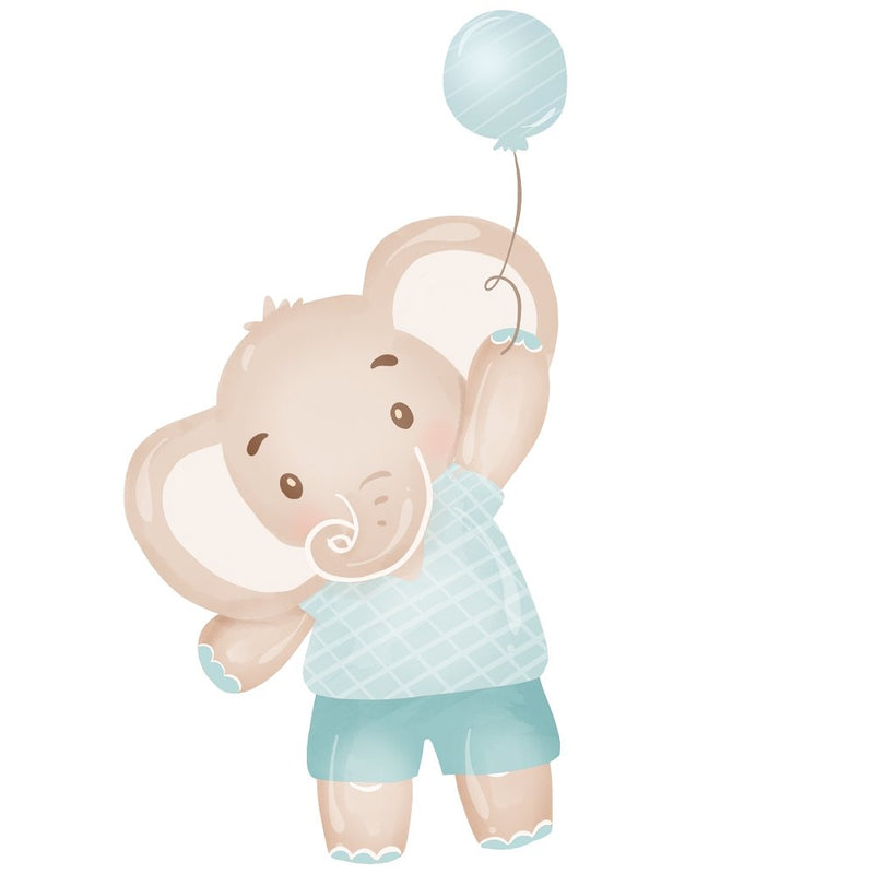 Baby Boy Elephant With Balloon Fabric Panel - ineedfabric.com