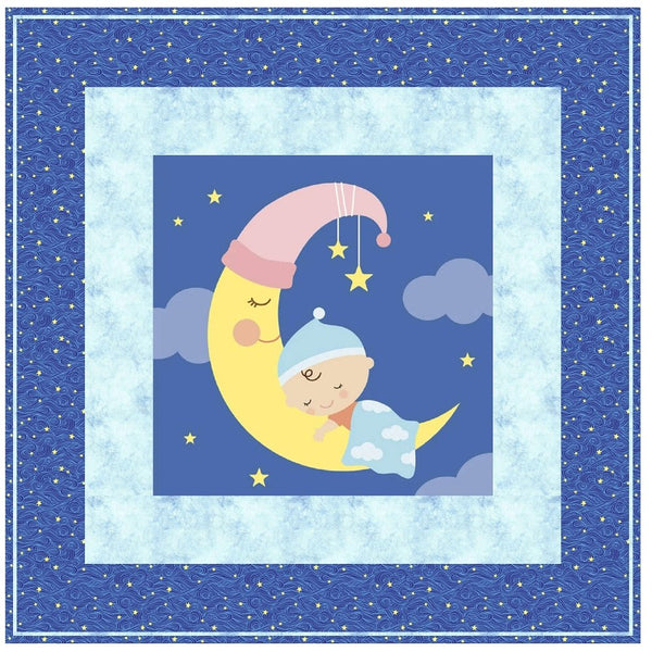 Baby Boy Sleeping on the Moon Wall Hanging 42" x 42" - ineedfabric.com