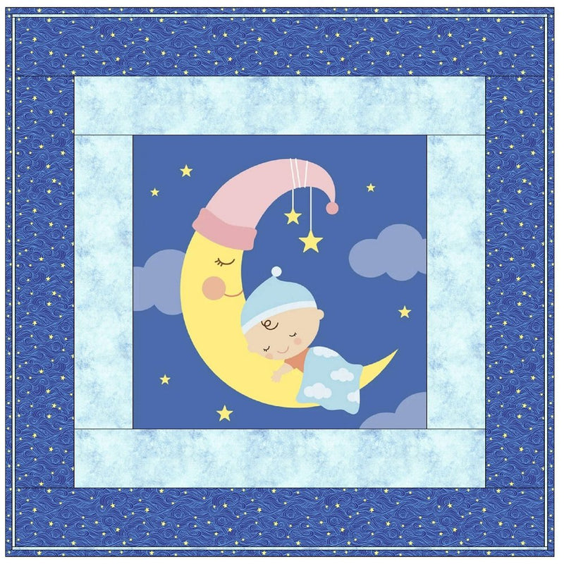 Baby Boy Sleeping on the Moon Wall Hanging 42" x 42" - ineedfabric.com