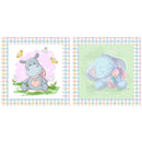 Baby Elephant and Hippo Pillow Fabric Panels - ineedfabric.com