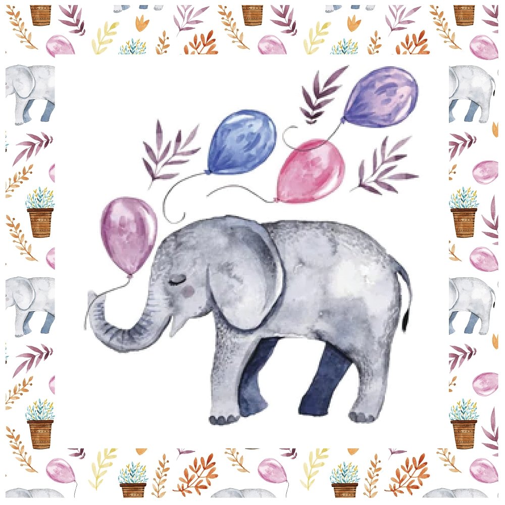 Baby Elephant With Balloons Pillow Panels – ineedfabric.com