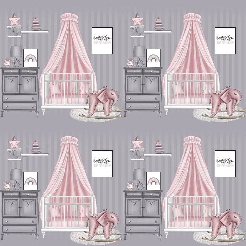Baby Girl Nursery Fabric - Gray - ineedfabric.com