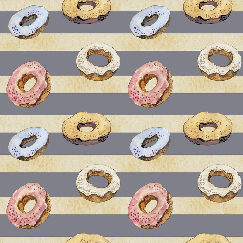 Baker Gnomes Donuts on Stripes Fabric - ineedfabric.com