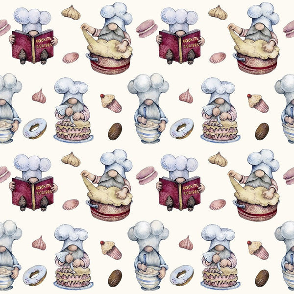 Baker Gnomes & Food Fabric - ineedfabric.com
