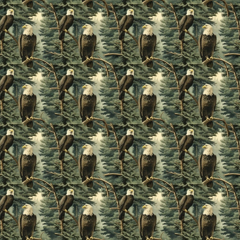 Bald Eagle in Tree Fabric - ineedfabric.com