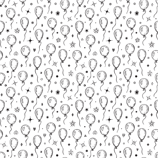 Balloons Fabric - Black/White - ineedfabric.com