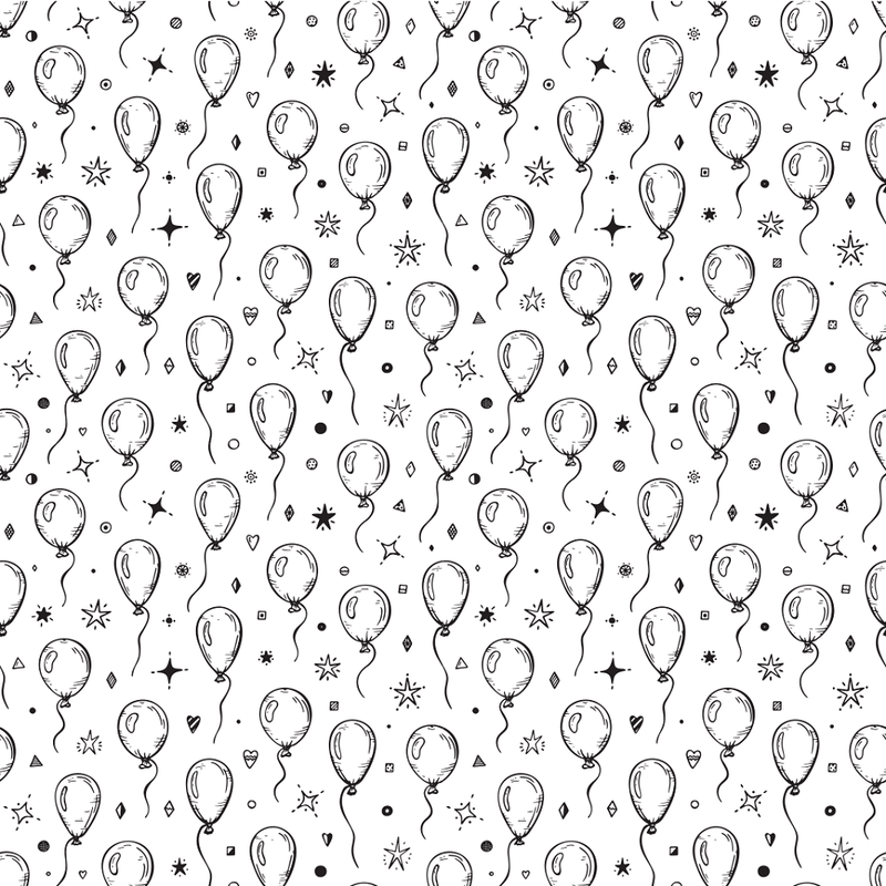 Balloons Fabric - Black/White - ineedfabric.com