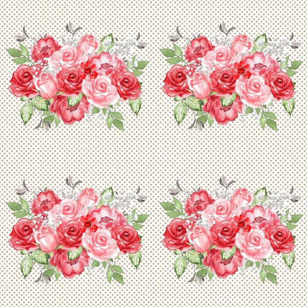 Be My Valentine Bouquets on Dots Fabric - ineedfabric.com