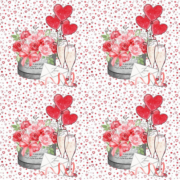 Be My Valentine Floral on Hearts Fabric - ineedfabric.com