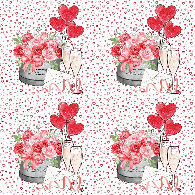 Be My Valentine Floral on Hearts Fabric - ineedfabric.com