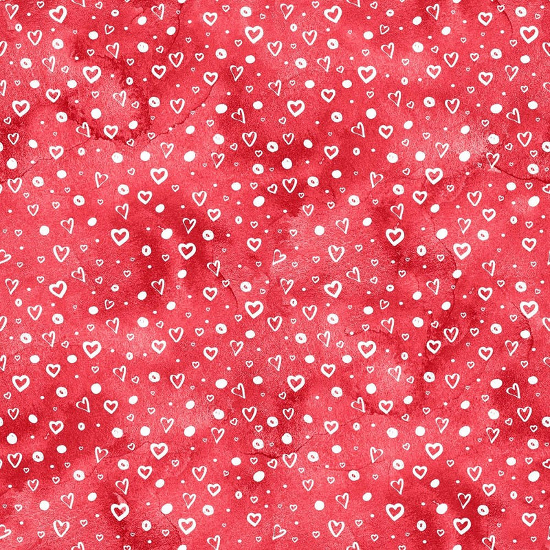 Be My Valentine Grunge Fabric - Red - ineedfabric.com