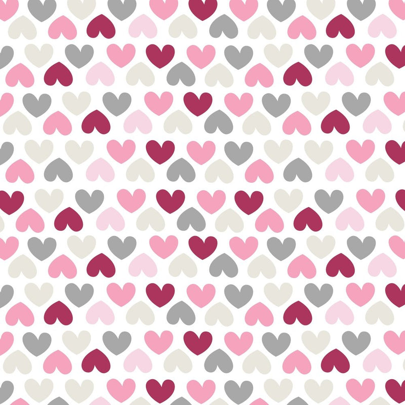 Be My Valentine Heart Fabric - White - ineedfabric.com