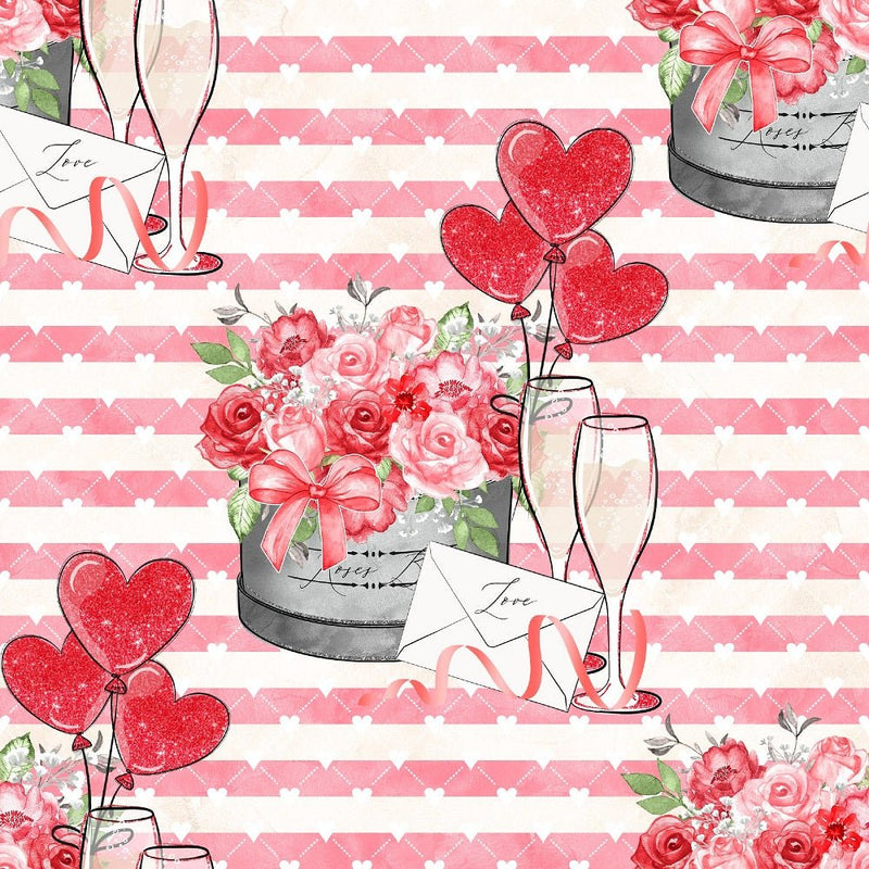 Be My Valentine Pink Stripes Fabric - ineedfabric.com