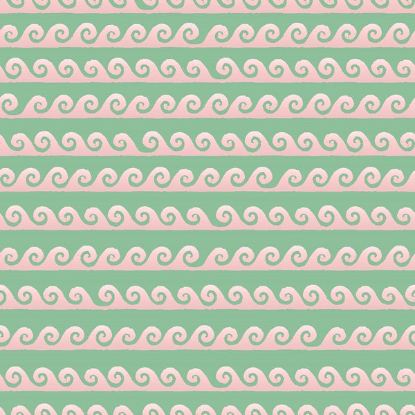 Beach Waves Fabric - Green - ineedfabric.com