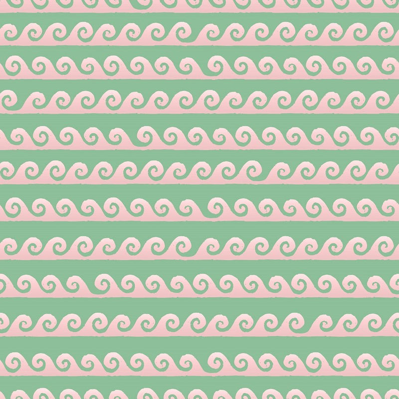 Beach Waves Fabric - Green - ineedfabric.com