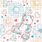 Bear & Flowers on Dots Fabric - ineedfabric.com