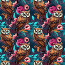 Beautiful Owls In Floral Forest Fabric - ineedfabric.com