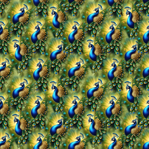Beautiful Packed Peacock Fabric - ineedfabric.com