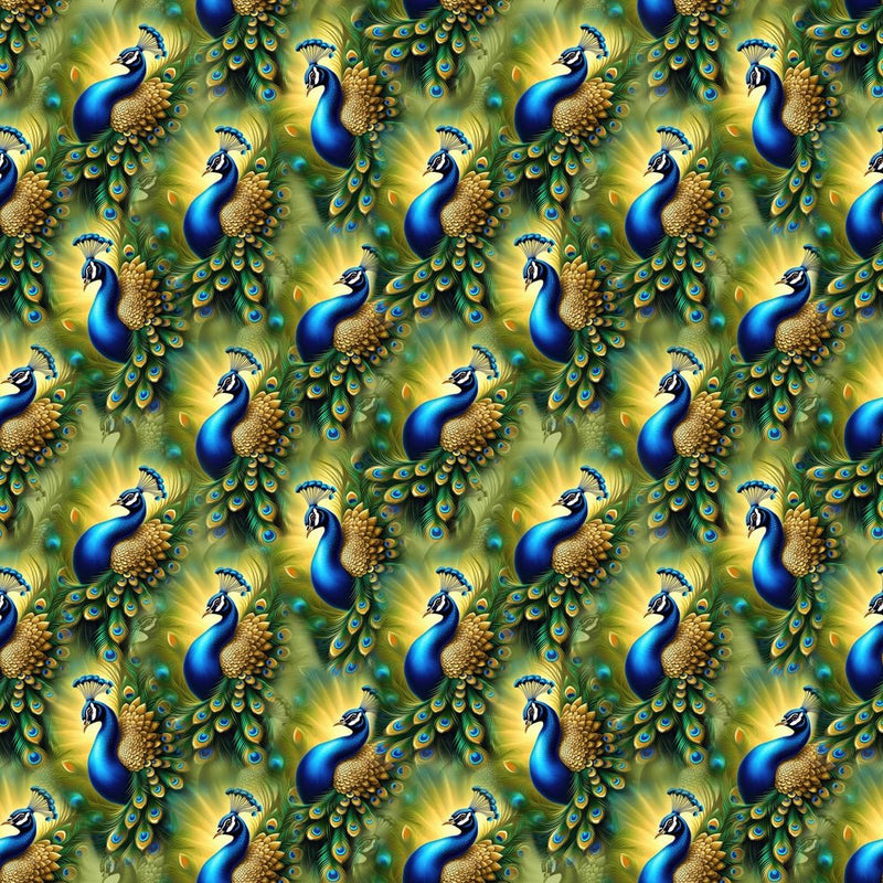 Beautiful Packed Peacock Fabric - ineedfabric.com