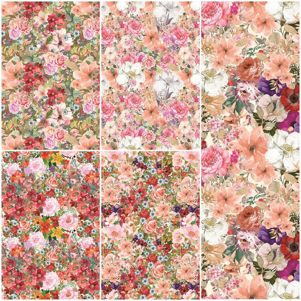 Beautiful Watercolor Flowers Fat Quarter Bundle - 5 Pieces - ineedfabric.com