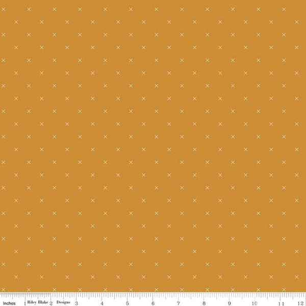 Bee Cross Stitch Fabric - Butterscotch - ineedfabric.com