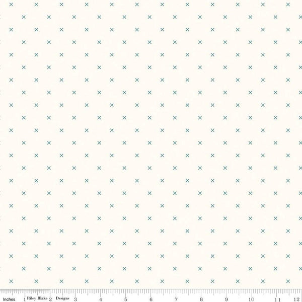 Bee Cross Stitch Fabric - Cloud/Jade - ineedfabric.com