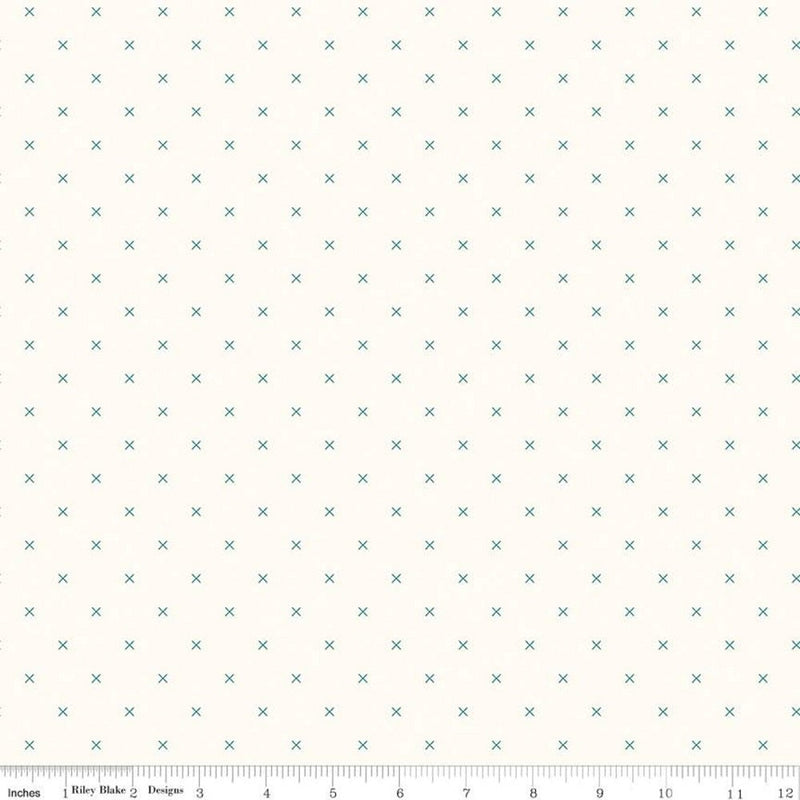 Bee Cross Stitch Fabric - Cloud/Jade - ineedfabric.com