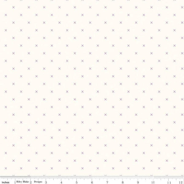 Bee Cross Stitch Fabric - Cloud/Plum - ineedfabric.com