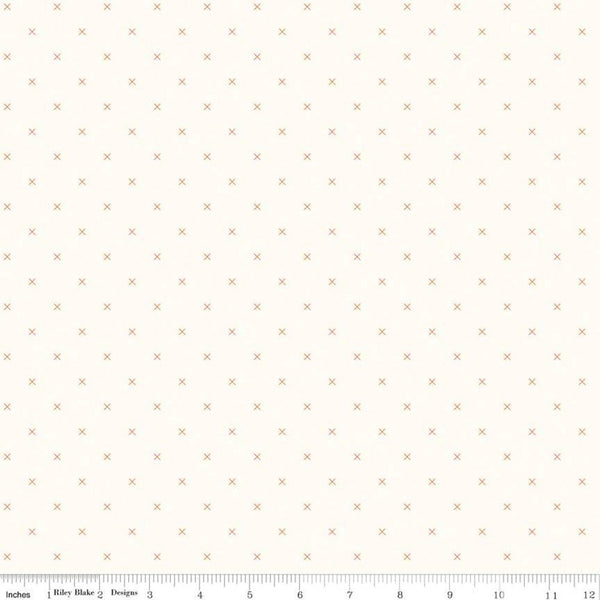 Bee Cross Stitch Fabric - Cloud/Pumpkin - ineedfabric.com