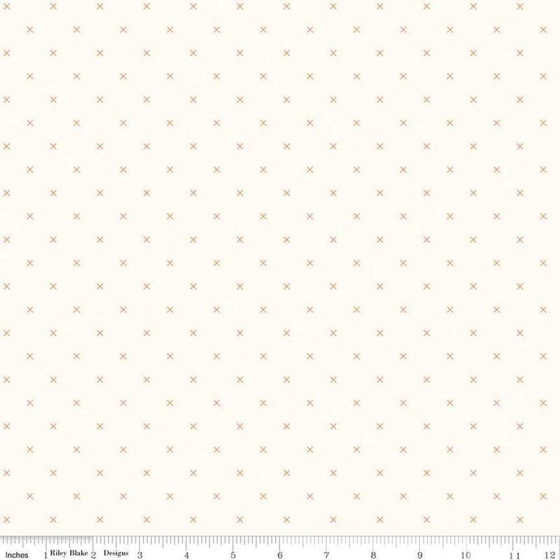 Bee Cross Stitch Fabric - Cloud/Pumpkin - ineedfabric.com