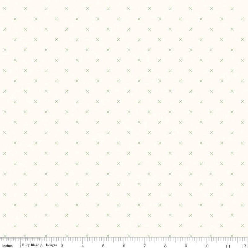 Bee Cross Stitch Fabric - Cloud/Riley Green - ineedfabric.com
