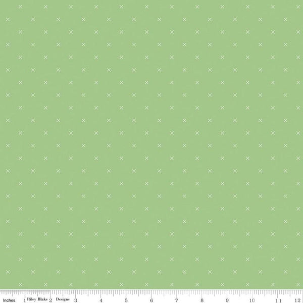 Bee Cross Stitch Fabric - Riley Green - ineedfabric.com