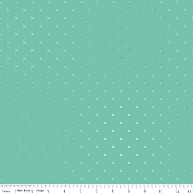 Bee Cross Stitch Fabric - Sea Glass - ineedfabric.com